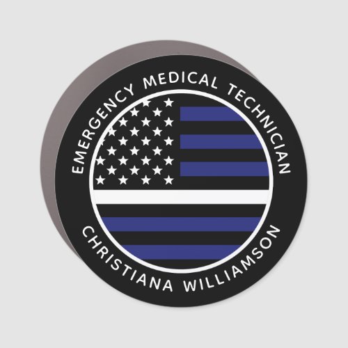 Custom Thin White Line USA Flag EMS EMT  Car Magnet