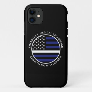 Custom Thin White Line USA Flag EMS EMT iPhone 11 Case