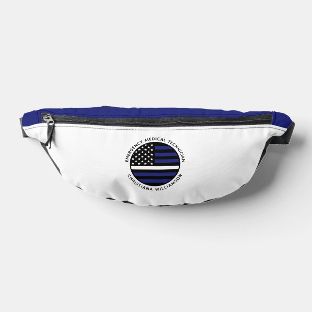 Custom Thin White Line USA Flag EMS EMT  Fanny Pack (Lay Down)
