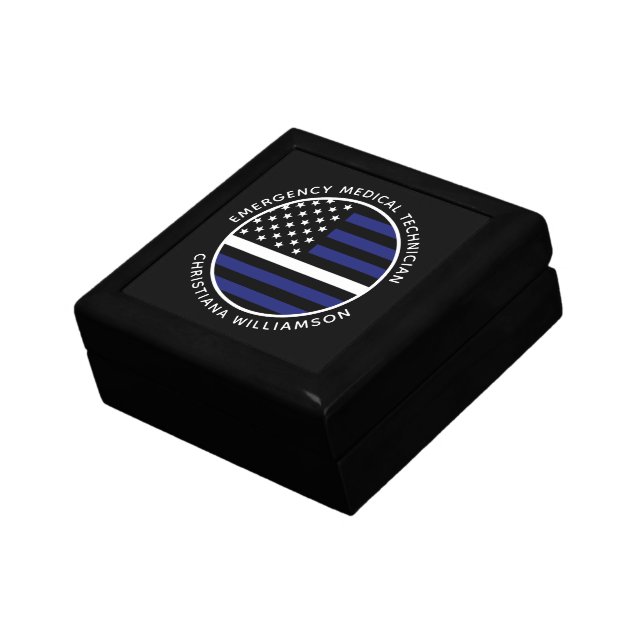 Custom Thin White Line USA Flag EMS EMT  Gift Box (Side)