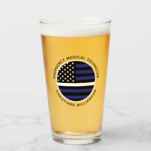 Custom Thin White Line USA Flag EMS EMT Glass