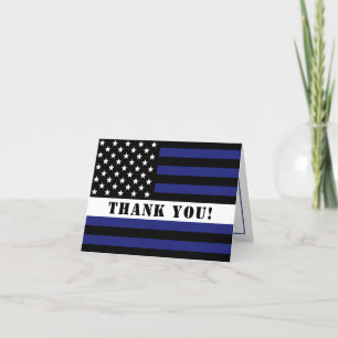Custom Thin White Line USA Flag EMS EMT Letterpress Thank You Card