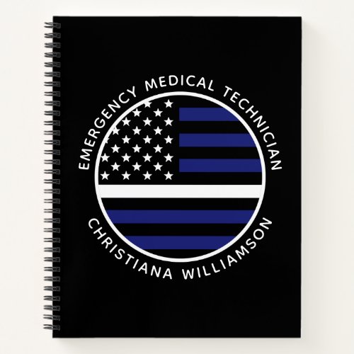 Custom Thin White Line USA Flag EMS EMT  Notebook