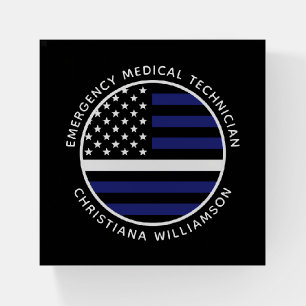 Custom Thin White Line USA Flag EMS EMT  Paperweight