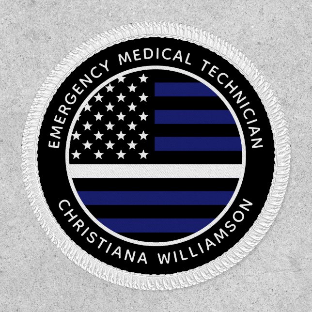 Custom Thin White Line USA Flag EMS EMT  Patch (Front)