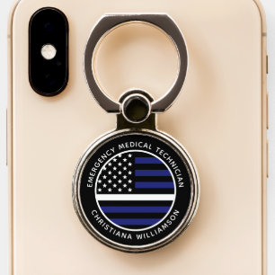 Custom Thin White Line USA Flag EMS EMT  Phone Ring Stand