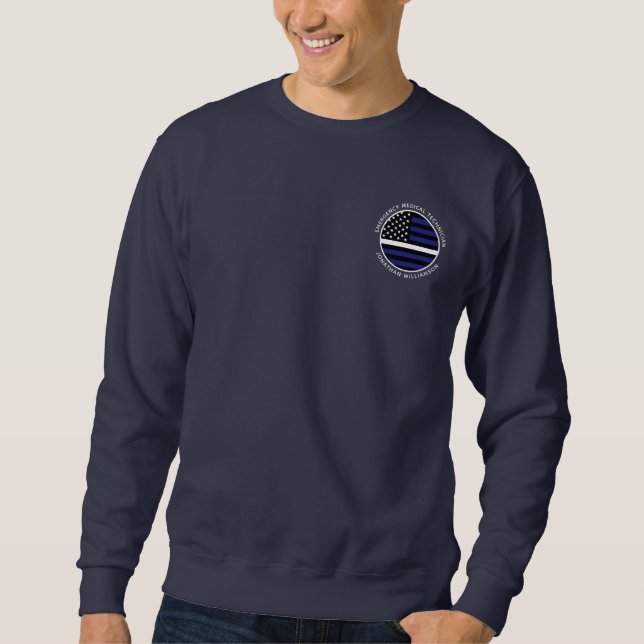 Custom Thin White Line USA Flag EMS EMT  Sweatshirt (Front)