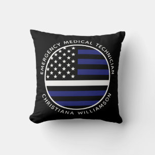Custom Thin White Line USA Flag EMS EMT Throw Pillow