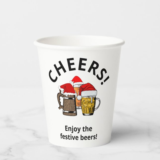 Custom Three Cheers Beers CHRISTMAS Paper Cups (Front)