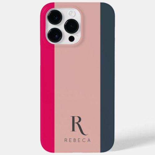 Custom Three Color Block Blush Pink Raspberry Grey Case_Mate iPhone 14 Pro Max Case