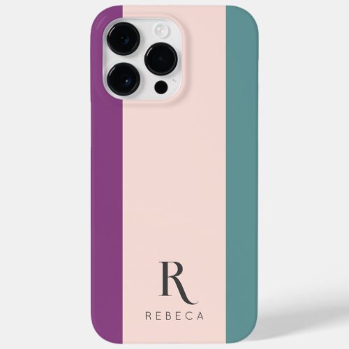 Custom Three Color Block Blush Pink Teal Purple Case_Mate iPhone 14 Pro Max Case
