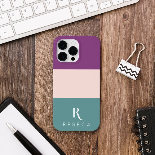 Custom Three Color Block Blush Pink Teal Purple Case_Mate iPhone 14 Pro Max Case