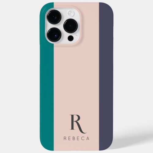 Custom Three Color Block Blush Pink Teal Rose Grey Case_Mate iPhone 14 Pro Max Case