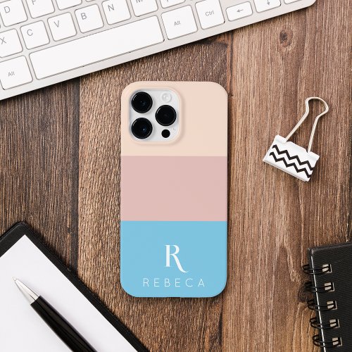 Custom Three Color Block Rose Blush Pink Sky Blue  Case_Mate iPhone 14 Pro Max Case