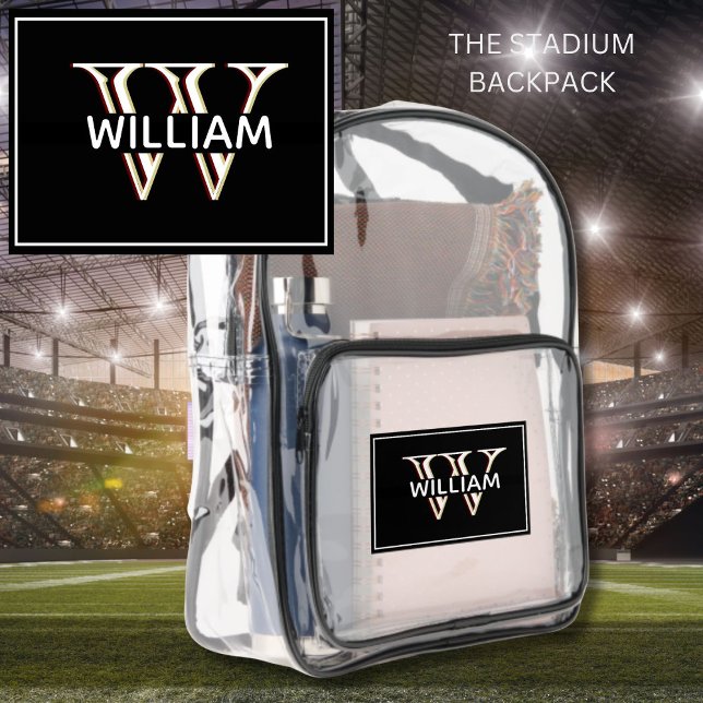 CUSTOM THREE-COLOR MONOGRAM AND NAME APPROVED CLEAR BACKPACK  (Creator Uploaded)