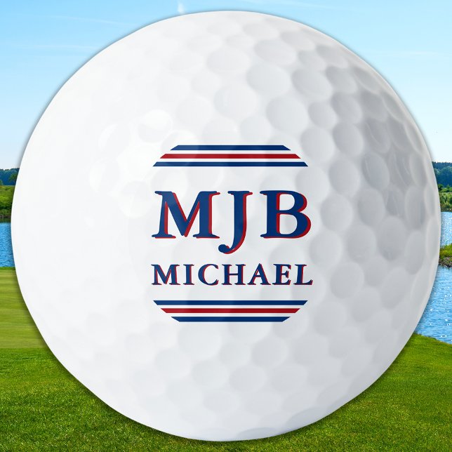 Custom Three Initial Monogram Sporty Personalized Golf Balls (Creator Uploaded)