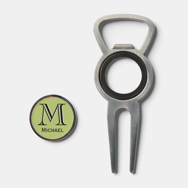 Custom Three-Layered Monogram with First Name Divot Tool (Front (Open))