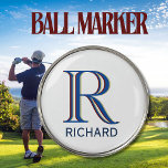 Custom Three Layered Monogram with First Name   Golf Ball Marker<br><div class="desc">UNIQUE LAYERING OF THE MONOGRAM -- look closely and you will see three colors, which gives it the feeling of depth. Personalized additionaly with the first name. Special idea for a gift or you might just enjoy for yourself! If you have any design questions or a special request, please send...</div>