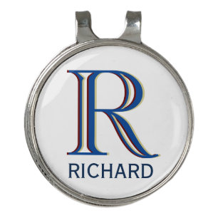 Custom Three Layered Monogram with First Name   Golf Hat Clip