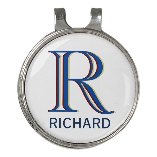 Custom Three Layered Monogram with First Name   Golf Hat Clip (Front)