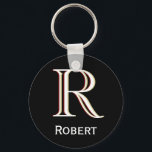 Custom Three-Layered Monogram with First Name   Keychain<br><div class="desc">UNIQUE LAYERING OF THE MONOGRAM -- look closely and you will see three colors, which gives it the feeling of depth. Personalized additionally with the first name. Perfect as father's day gifts for dad, gifts for grandfather, husband, groom, best man, groomsmen and more. If you have any design questions or...</div>