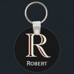 Custom Three-Layered Monogram with First Name   Keychain<br><div class="desc">UNIQUE LAYERING OF THE MONOGRAM -- look closely and you will see three colors, which gives it the feeling of depth. Personalized additionally with the first name. Perfect as father's day gifts for dad, gifts for grandfather, husband, groom, best man, groomsmen and more. If you have any design questions or...</div>