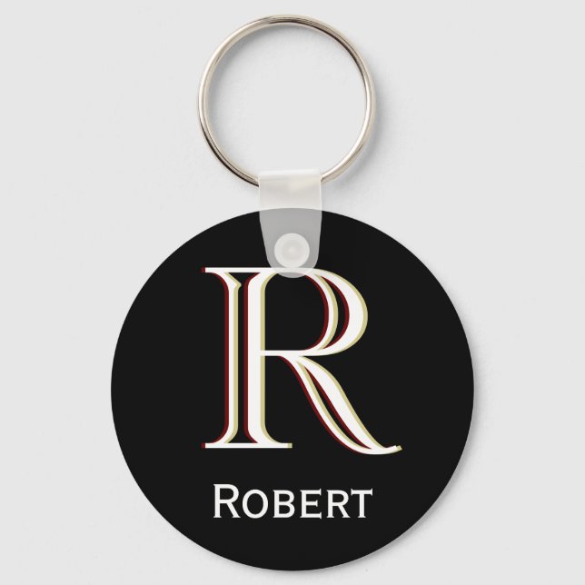 Custom Three-Layered Monogram with First Name   Keychain (Front)