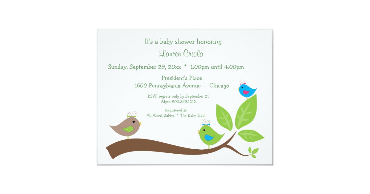 Custom Three Little Birds Baby Shower Invitation Zazzle Com