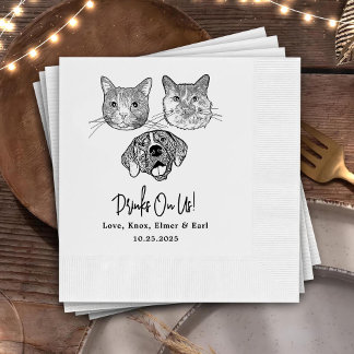 Custom Three Pet Cocktail Napkins Wedding