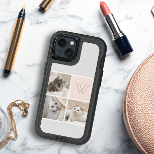 Custom Three Photo Monogram Blush Gray OtterBox Samsung Galaxy S6 Case
