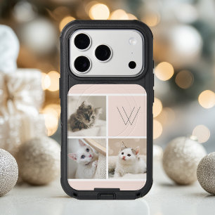 Custom Three Photo Monogram Blush iPhone 17 Pro Case