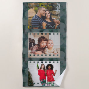 Custom Three Photo Personalized Picture Film Beach Towel