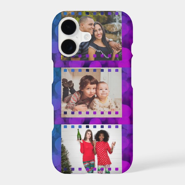 Custom Three Photo Personalized Picture Film Case-Mate iPhone Case (Back)