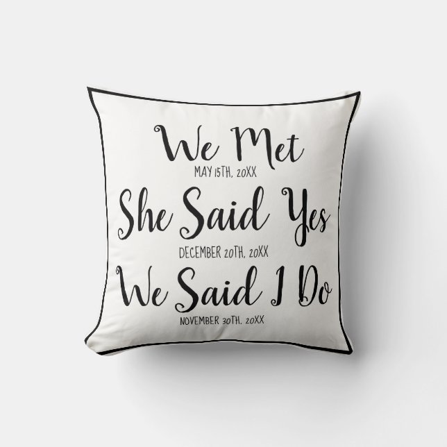Custom Throw Pillow for Newly Weds Wedding Gift (Front)