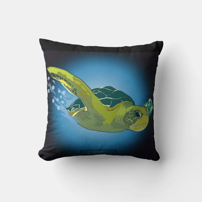 CUSTOM THROW PILLOW- SEA TURTLE PILLOW (Front)