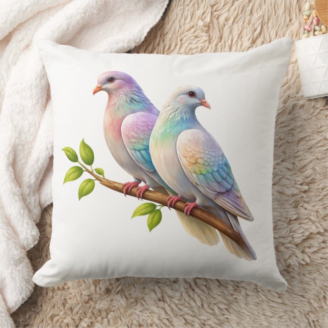 Custom Throw Pillow With Two Pigion (Blanket)