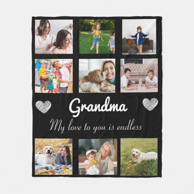 Custom Throw with Grandkids’ Pictures Fleece Blanket (Front)