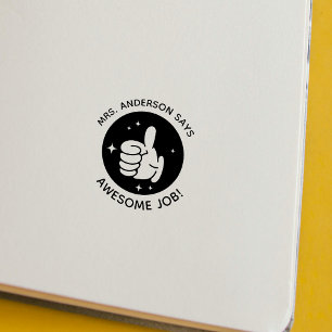 Custom Thumbs Up Excellent Job Teacher School Rubber Stamp