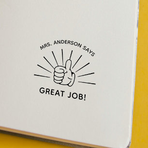 Custom Thumbs Up Teacher Great Job Back To School  Rubber Stamp
