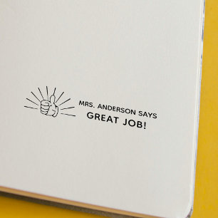 Custom Thumbs Up Teacher Great Job Back To School  Rubber Stamp