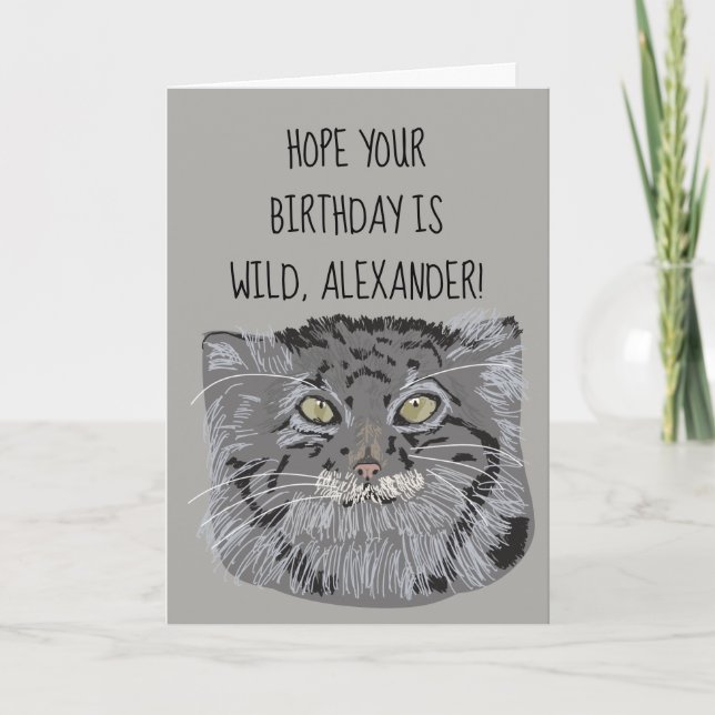 Custom Tibetan Pallas Cat Wild Birthday Card (Front)