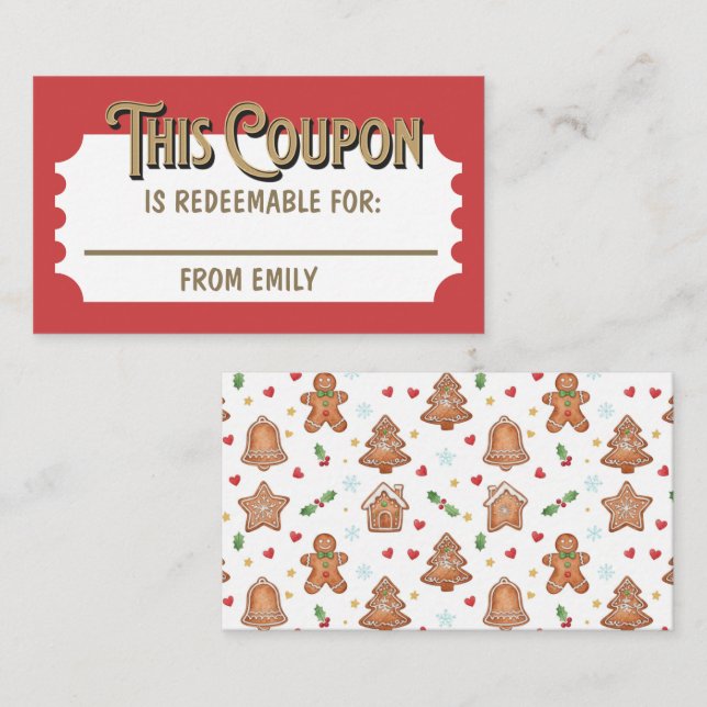 Custom Ticket Christmas Gift Coupon Card  (Front/Back)