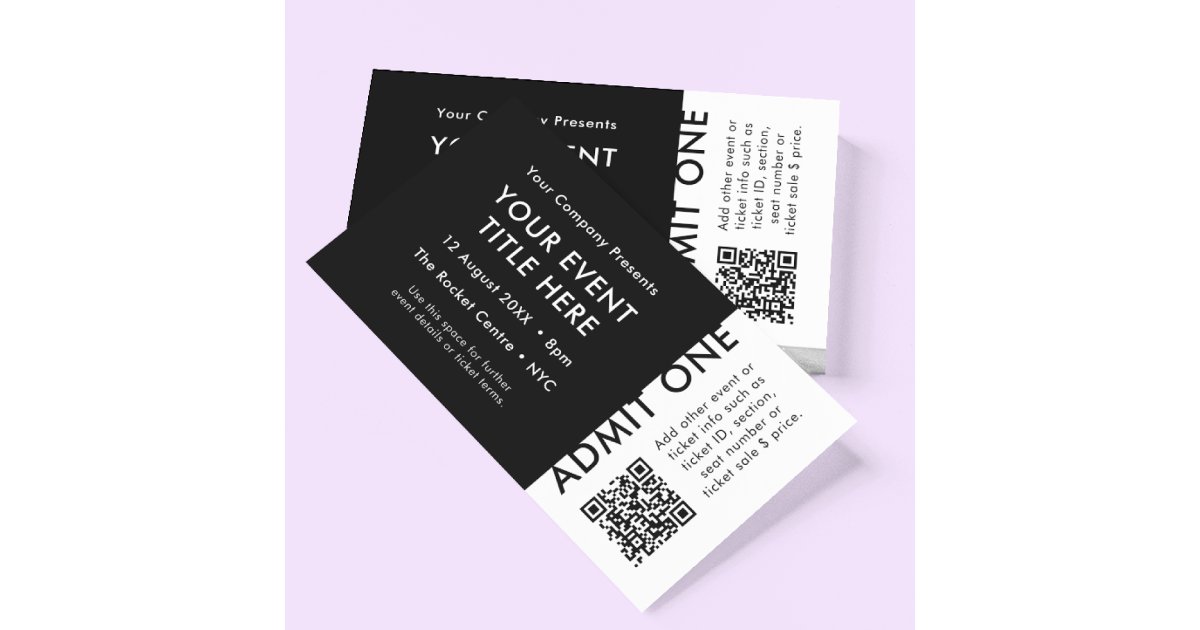 Custom Ticket Template | QR Code Event Ticket | Zazzle