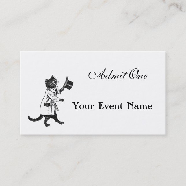Custom Ticket Top Hat Cat Business Card (Front)