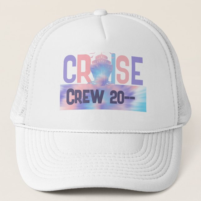 Custom Tie Dye Pink and Purple Personalized Trucker Hat (Front)