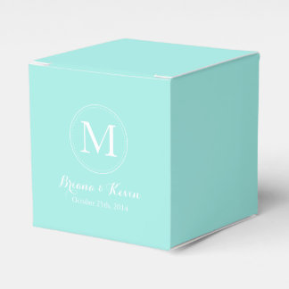 Custom Tiffany Blue Colored Monogram Favor Boxes