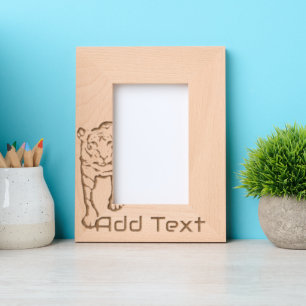 Custom Tiger Engraved Wood Frame