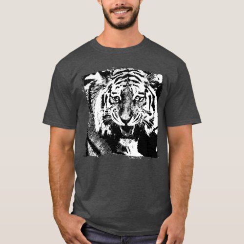 Custom Tiger Template Modern Charcoal Heather T_Shirt