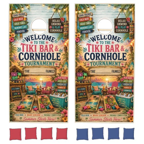 Custom Tiki Bar Cornhole Board Set