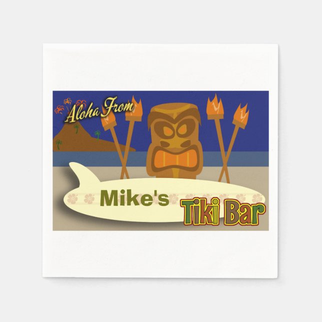 Custom Tiki Bar Sign Napkins (Front)